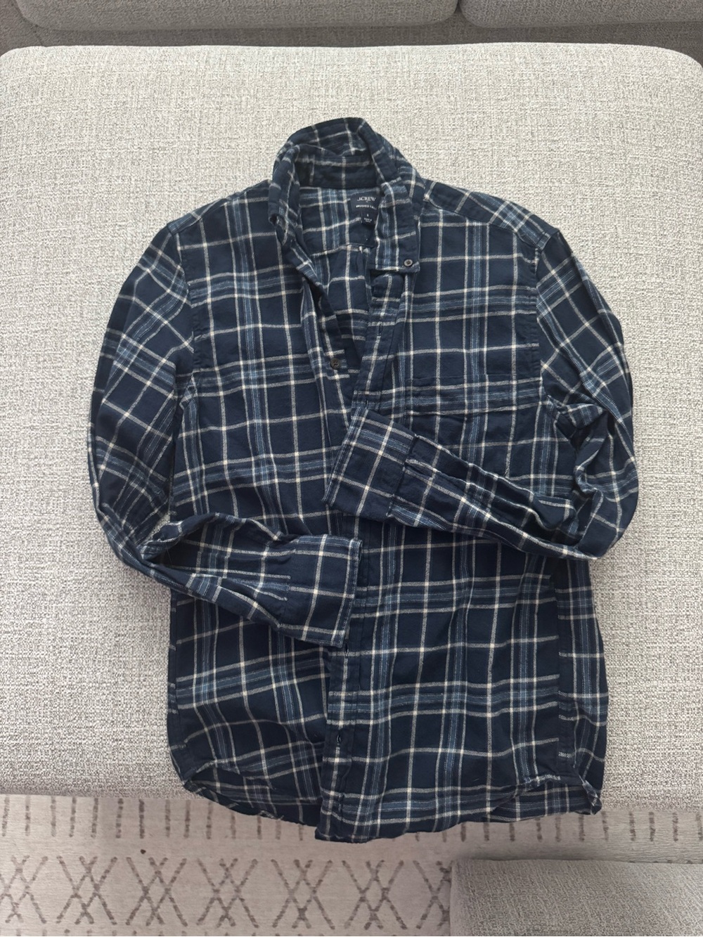 J. Crew Factory Navy and White Plaid Button-Down Shirt